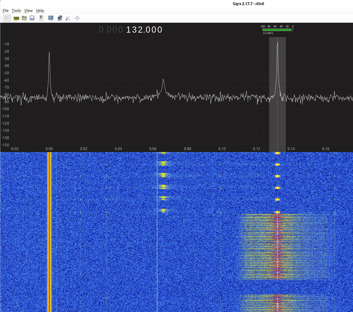 SDR sniff of a COTAG reader with a proxmark simulated valid tag sending 128 bits